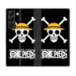 Housse cuir portefeuille pour samsung galaxy s22 plus manga one piece tete de mort