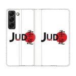 Housse cuir portefeuille pour samsung galaxy s22 sport judo logo