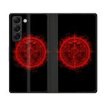 Housse cuir portefeuille pour samsung galaxy s22 ultra manga fullmetal alchemist logo