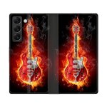 Housse cuir portefeuille pour samsung galaxy s22 ultra musique guitare electrique