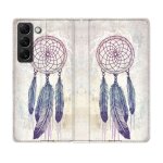 Housse cuir portefeuille pour samsung galaxy s22 zen attrape reve blanc