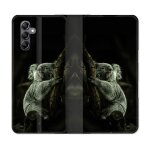 Housse cuir portefeuille pour samsung galaxy s23 fe animal koala noir