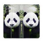 Housse cuir portefeuille pour samsung galaxy s23 fe animal panda color