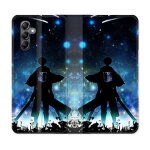 Housse cuir portefeuille pour samsung galaxy s23 fe manga attaque titans levi