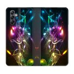 Housse cuir portefeuille pour samsung galaxy s23 fe musique partition multicolore