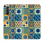 Housse cuir portefeuille pour samsung galaxy s23 fe texture carreau ciment orange