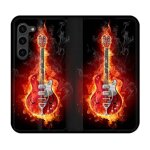 Housse cuir portefeuille pour samsung galaxy s23 plus musique guitare electrique