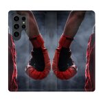 Housse cuir portefeuille pour samsung galaxy s23 ultra sport boxe gant rouge