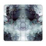 Housse cuir portefeuille pour samsung galaxy s24 fe texture marbre gris