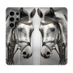 Housse cuir portefeuille pour samsung galaxy s24 ultra animal cheval blanc