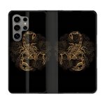 Housse cuir portefeuille pour samsung galaxy s24 ultra animal scorpion fresque