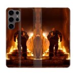 Housse cuir portefeuille pour samsung galaxy s25 pompier escalier