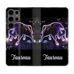 Housse cuir portefeuille pour samsung galaxy s25 plus signe zodiaque 2 taureau