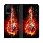 Housse cuir portefeuille pour vivo y21 / y21s / y33s musique guitare electrique