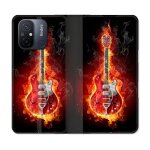 Housse cuir portefeuille pour xiaomi 12c musique guitare electrique