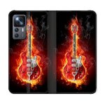 Housse cuir portefeuille pour xiaomi 12t musique guitare electrique