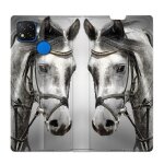 Housse cuir portefeuille pour xiaomi redmi 9c cheval blanc