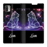Housse cuir portefeuille pour xiaomi redmi note 10 5g signe zodiaque 2 lion