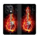 Housse cuir portefeuille pour xiaomi redmi note 13 pro 5g musique guitare electrique