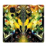 Housse cuir portefeuille pour xiaomi redmi note 9 papillon jaune