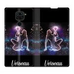 Housse cuir portefeuille pour xiaomi redmi note 9 signe zodiaque 2 verseau