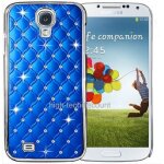 Housse etui coque chrome rigide pour samsung i9500 i9505 galaxy s4 iv + film ecran - bleu fonce