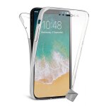 Housse etui coque gel 360 integrale apple iphone xs + verre trempe - transparent