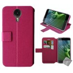 Housse etui coque pochette portefeuille pour acer liquid z6 plus + verre trempe - rose