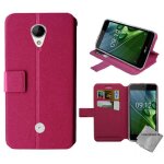 Housse etui coque pochette portefeuille pour acer liquid zest 3g z525 + verre trempe - rose