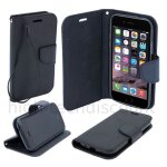 Housse etui coque pochette portefeuille pour apple iphone 6s (4. 7) + film ecran - noir / noir