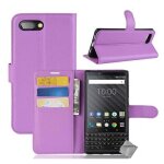 Housse etui coque pochette portefeuille pour blackberry key2 + film ecran - mauve
