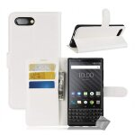 Housse etui coque pochette portefeuille pour blackberry key2 + verre trempe - blanc
