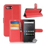 Housse etui coque pochette portefeuille pour blackberry key2 + verre trempe - rouge