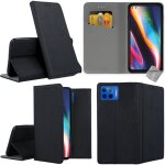 Housse etui coque pochette portefeuille pour motorola moto g 5g plus + film ecran - noir magnet