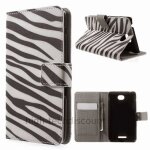 Housse etui coque pochette portefeuille pu cuir pour sony xperia e4 dual + film ecran - zebre