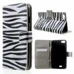 Housse etui coque pochette portefeuille pu cuir pour wiko lenny + film ecran - zebre