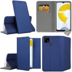 Housse etui coque pochette portefeuille pour realme c21 + verre trempe - bleu magnet