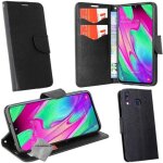 Housse etui coque pochette portefeuille pour samsung galaxy a20e + film ecran - noir / noir