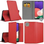 Housse etui coque pochette portefeuille pour samsung galaxy a22 5g + verre trempe - rouge magnet Housse etui coque pochette portefeuille pour samsung galaxy a22 5g + verre trempe - rouge magnet