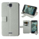 Housse etui coque pochette portefeuille pour sfr startrail 9 + film ecran - blanc