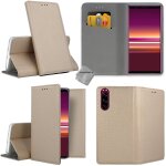 Housse etui coque pochette portefeuille pour sony xperia 5 + film ecran - or magnet