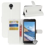Housse etui coque pochette portefeuille pour wiko harry + film ecran - blanc Housse etui coque pochette portefeuille pour wiko harry + film ecran - blanc
