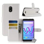 Housse etui coque pochette portefeuille pour wiko jerry 3 + verre trempe - blanc