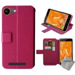 Housse etui coque pochette portefeuille pour wiko jerry + verre trempe - rose