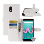 Housse etui coque pochette portefeuille pour wiko lenny 5 + verre trempe - blanc