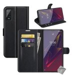 Housse etui coque pochette portefeuille pour wiko power u10 / u20 + film ecran - noir