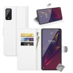 Housse etui coque pochette portefeuille pour wiko power u10 / u20 + verre trempe - blanc