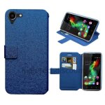 Housse etui coque pochette portefeuille pour wiko selfy 4g + film ecran - bleu