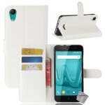 Housse etui coque pochette portefeuille pour wiko sunny 2 + verre trempe - blanc Housse etui coque pochette portefeuille pour wiko sunny 2 + verre trempe - blanc