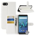Housse etui coque pochette portefeuille pour wiko sunny 3 + film ecran - blanc